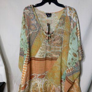NWT Women's City Chic Size M / 18 - Tunic Togo Sheer Blouse Multicored